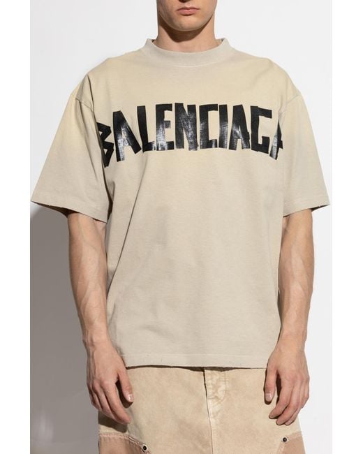 Balenciaga Natural T-Shirt With A Vintage Effect for men