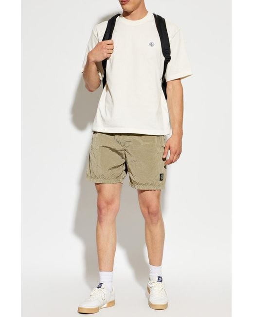 Stone Island White T-Shirt With Logo for men