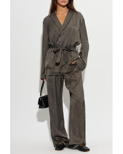 Golden Goose Deluxe Brand Gray Cardigan With Floral Motif