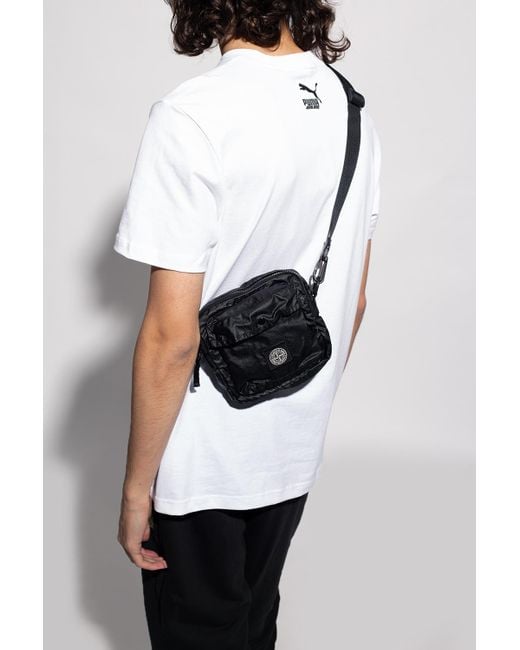 Stone Island Black Shoulder Bag With Logo for men