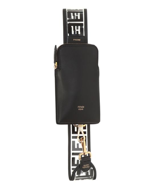 Fendi Black Bag Strap With Phone Case