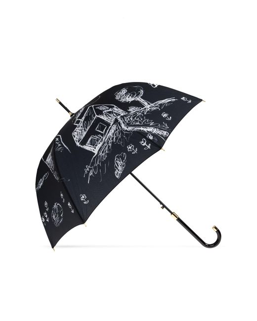 Moschino Black Parasol With A Pattern