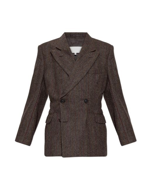 Maison Margiela Brown Herringbone Pattern Blazer