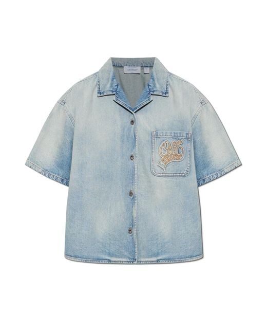 Off-White c/o Virgil Abloh Blue Denim Shirt With Pocket