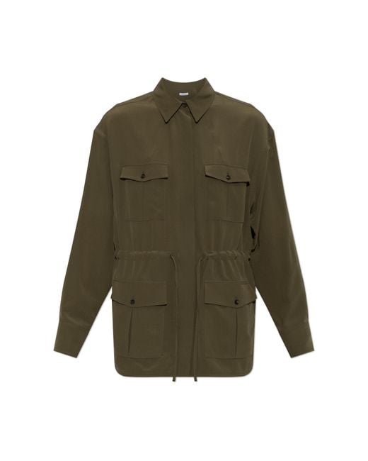 Ferragamo Green Shirt With A Waist Drawstring