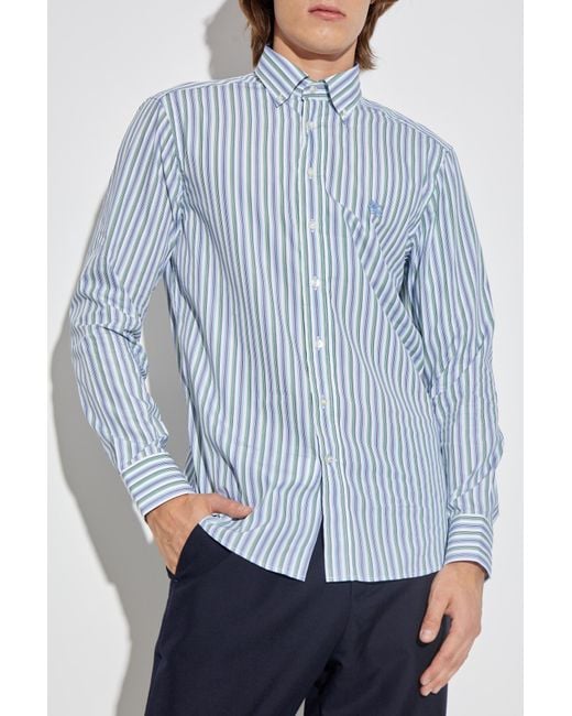 Etro Blue Shirt With Striped Pattern for men