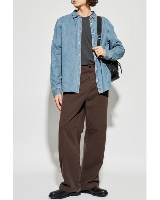 AllSaints Blue "Gleason" Denim Shirt for men