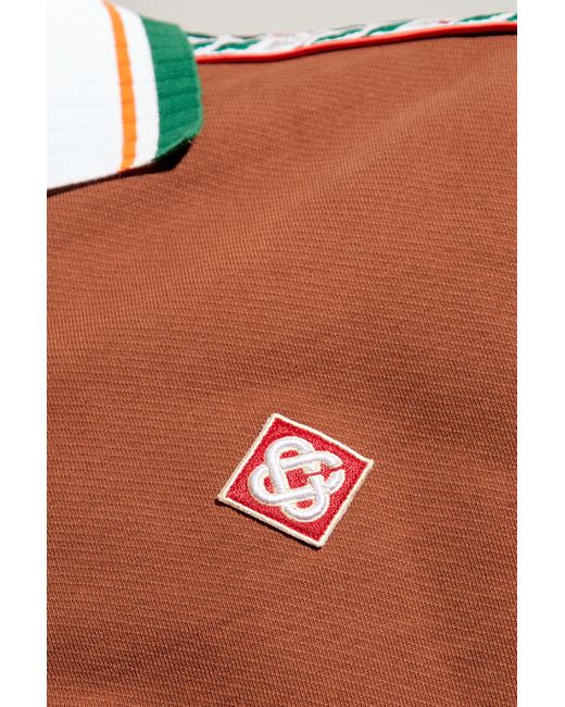 Casablancabrand Brown Sweatshirt With Collar, for men