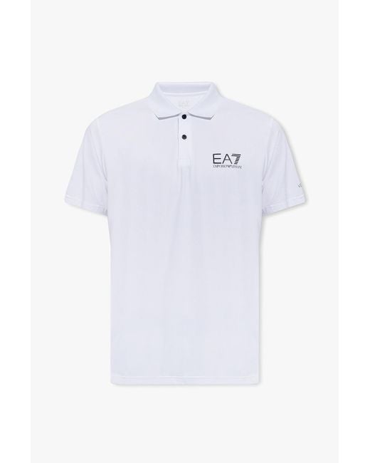 EA7 White Polo Shirt With Logo for men