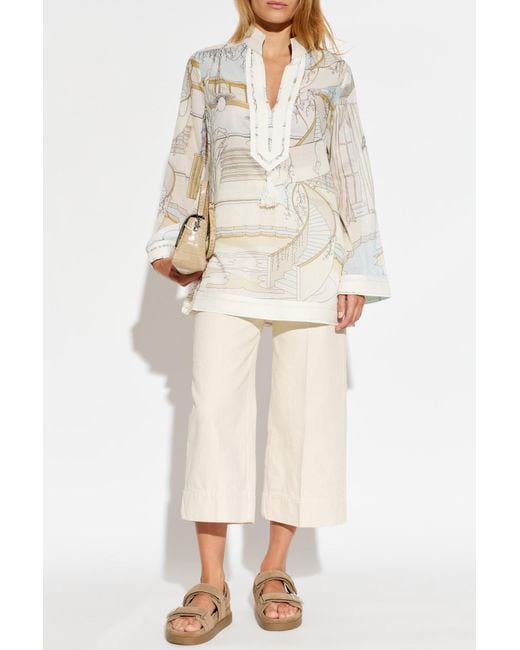 Tory Burch White Patterned Tunic