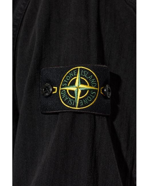 Stone Island Black Jacket With Logo Patch for men