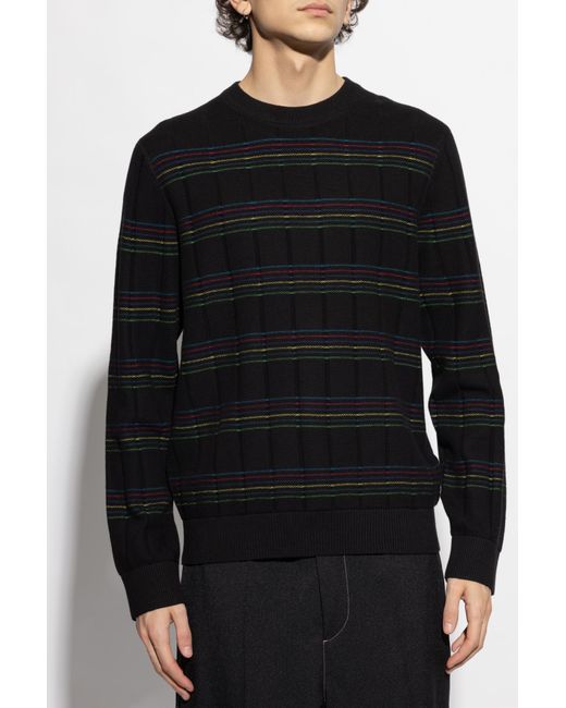 Paul Smith Black Sweater With Striped Pattern for men