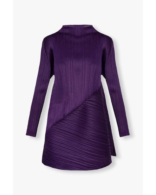 Pleats Please Issey Miyake Purple 'calla' Dress