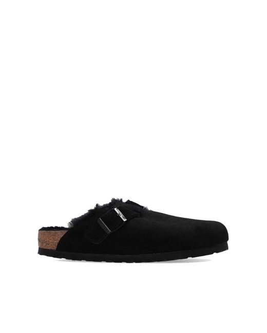 Birkenstock Black Boston Shearling-Lined Suede Clogs