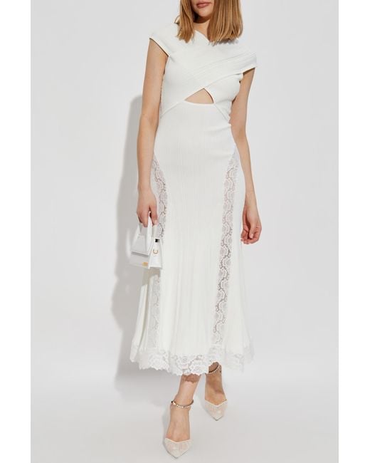 Self-Portrait White Dress With Lace Inserts