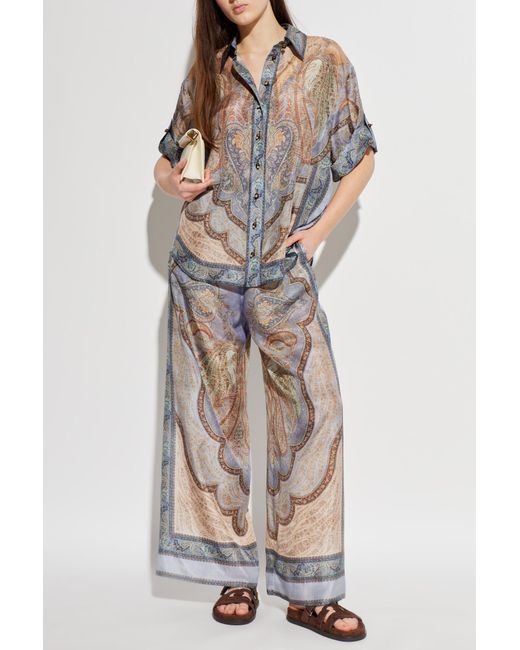 Zimmermann Gray Silk Shirt "Wanderlust"