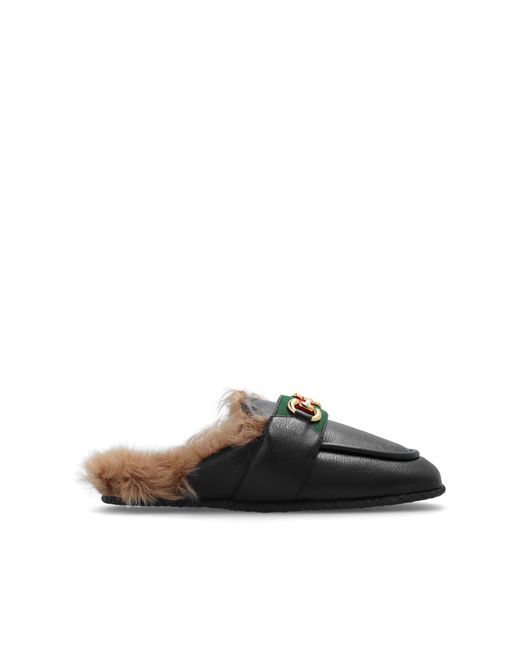 Gucci Black Leather Slippers