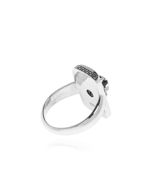 Versace Black Signet Ring With Medusa's Head for men