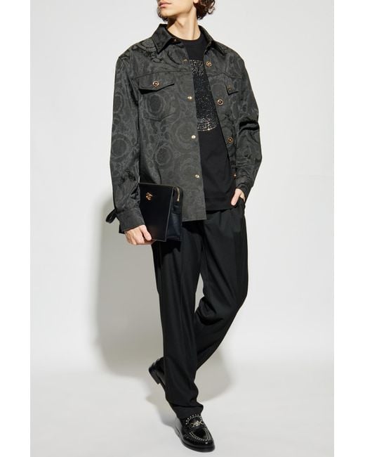 Versace Black T-Shirt With Shimmering Appliqués for men