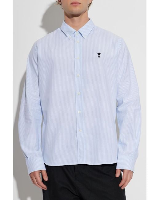 AMI Gray Striped Pattern Shirt for men