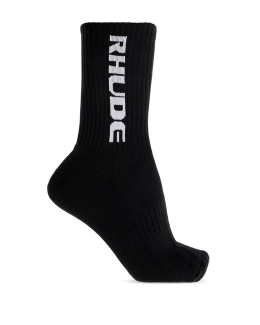 Rhude Black Socks With Logo for men