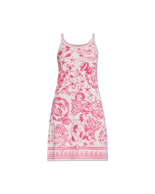 Versace Pink Dress With 'Barocco' Pattern