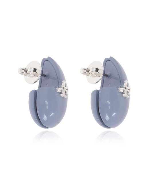 Tory Burch Blue Earrings With Logo