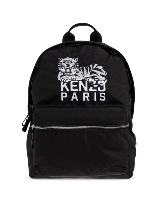 KENZO Black Backpack With Embroidered Logo for men