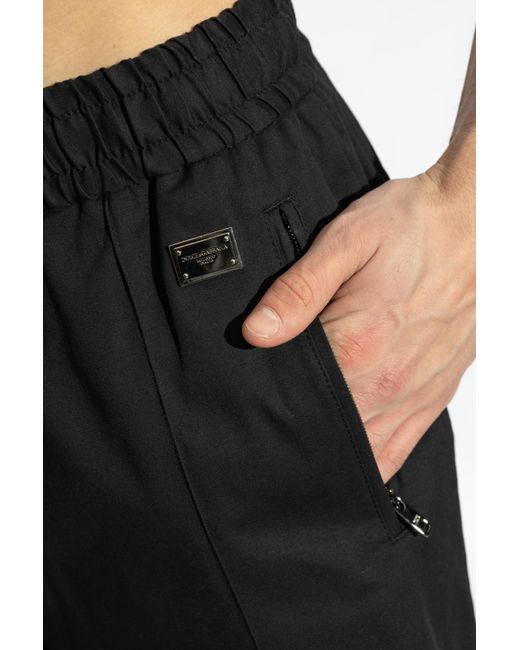 Dolce & Gabbana Black Cotton Shorts With Logo for men