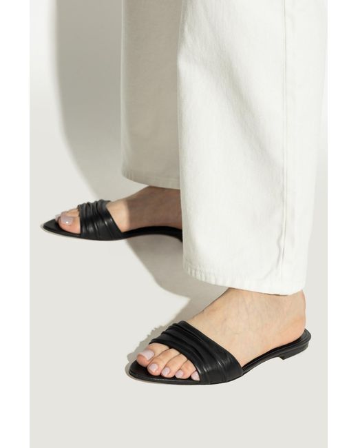 IRO White Leather Slides 'Egya'