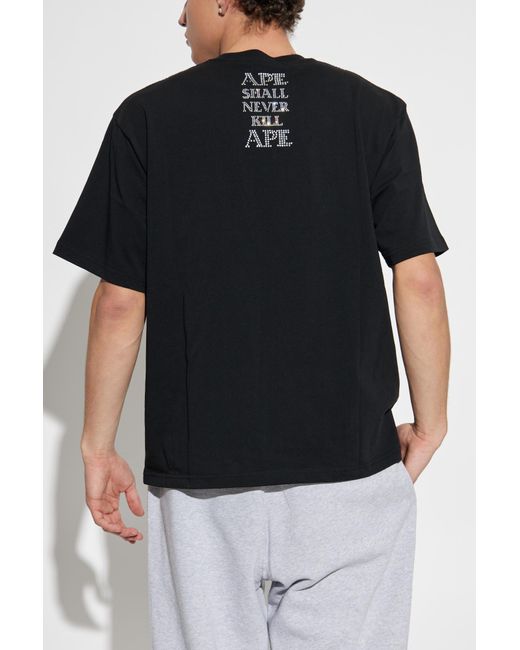 A Bathing Ape Black T-Shirt With Logo for men