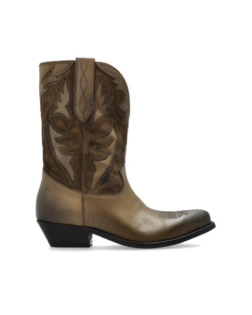 Golden Goose Deluxe Brand Brown Leather Cowboy Boots Wish Star