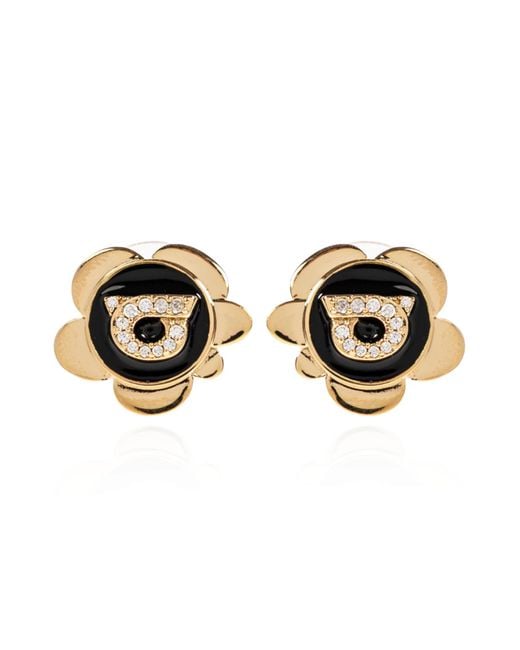 Ferragamo Black Brass Earrings