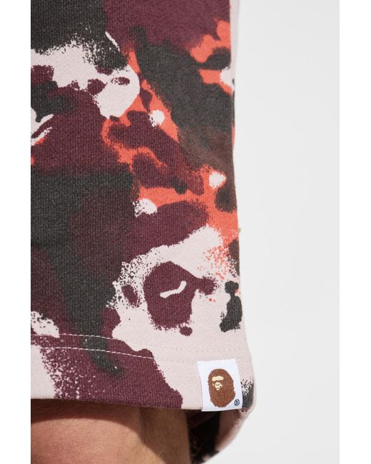 A Bathing Ape Red Camouflage-Patterned Shorts for men