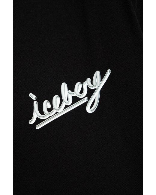 Iceberg Black T-shirt With Logo, for men
