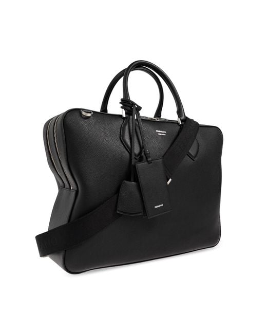 Ferragamo Black Leather Document Bag for men