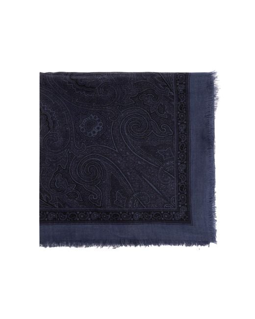 Etro Blue Scarf With Raw Edge