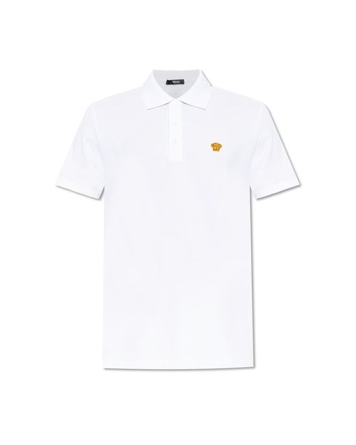 Versace White Polo With Logo for men
