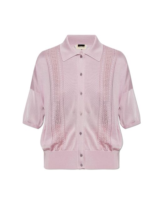 Versace Pink Short-Sleeve Cardigan