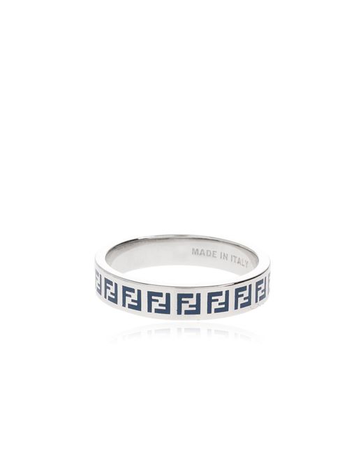 Fendi Black Ring With Logo for men