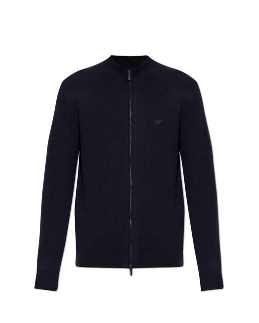 Emporio Armani Blue Cashmere Cardigan for men