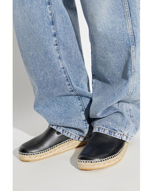 Balmain Black Leather Espadrilles for men