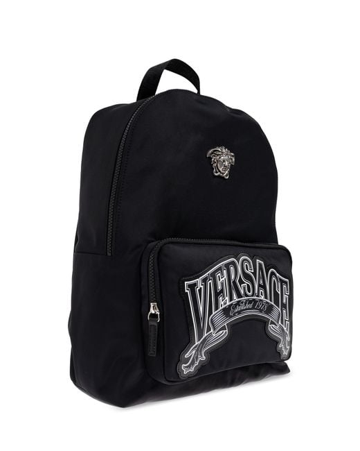 Versace Black Backpack With An Application for men