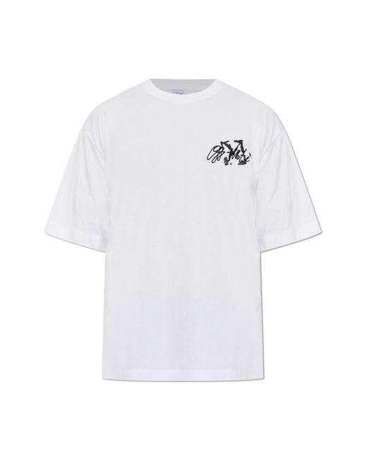 Off-White c/o Virgil Abloh White T-Shirt With Embroidered Logo for men