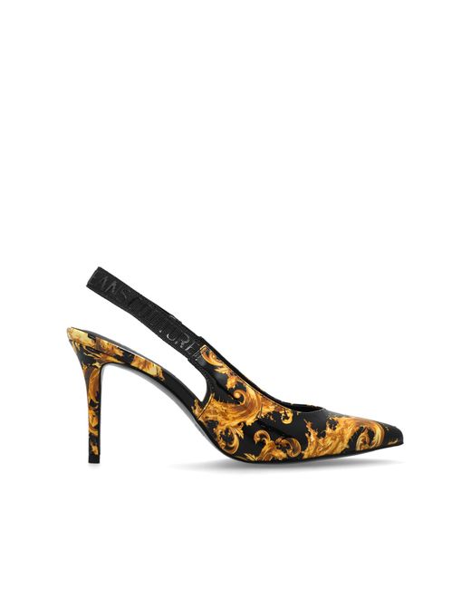 Versace Jeans Couture White Heeled Shoes With A 'Barocco' Pattern