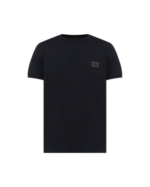 Dolce & Gabbana Black T-Shirt With Logo Patch for men