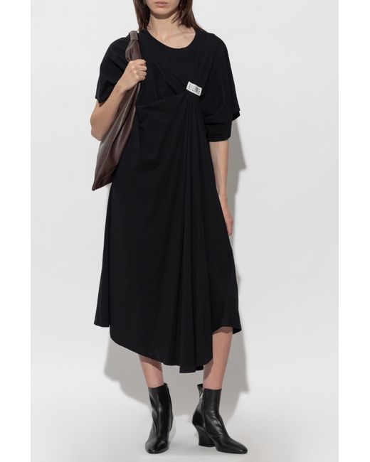 MM6 by Maison Margiela Black Oversize Dress With Patch