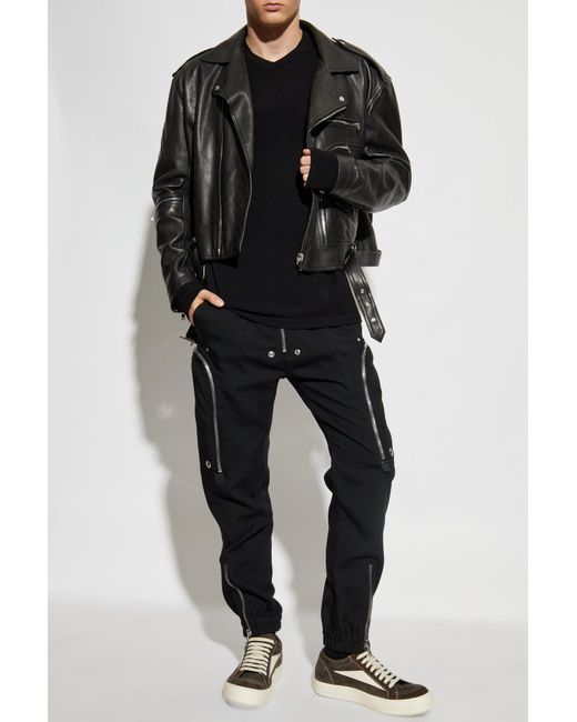 Rick Owens Leather Jacket 'Bauhaus' in Black for Men | Lyst