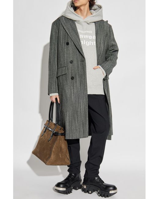 DSquared² Gray Wool Coat for men