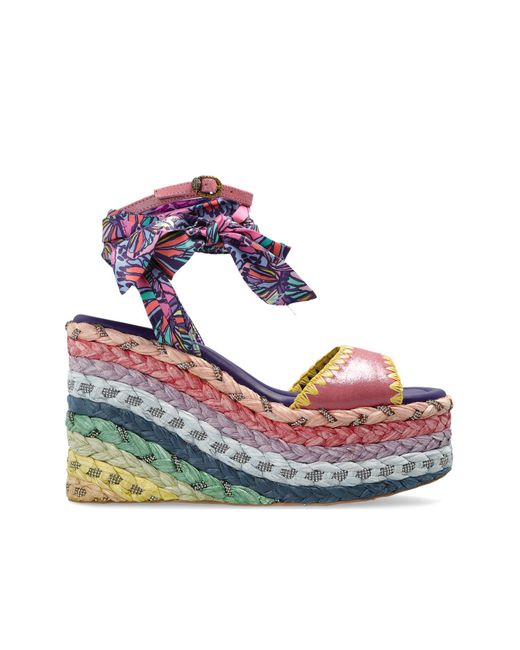 Kurt Geiger Blue Wedge Sandals "Chelsea Scarf"